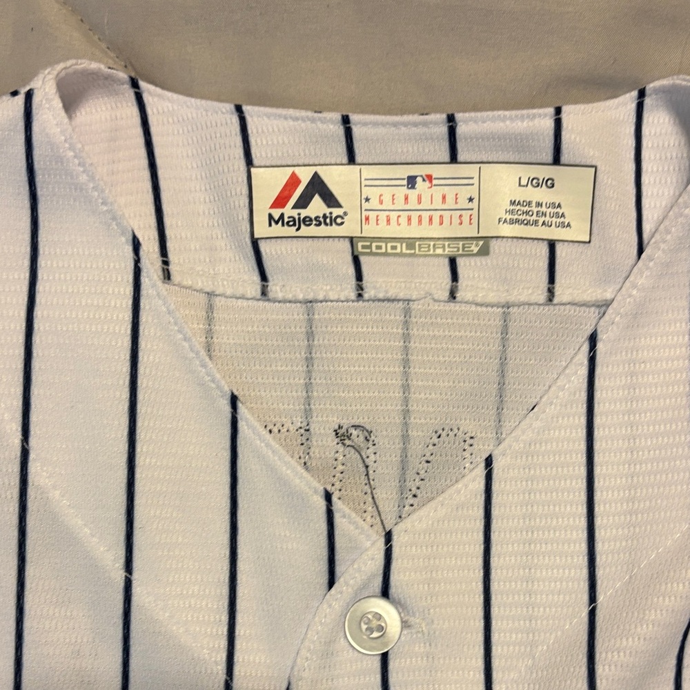 Majestic White and NAVY Striped Jersey - Picture 5 of 5